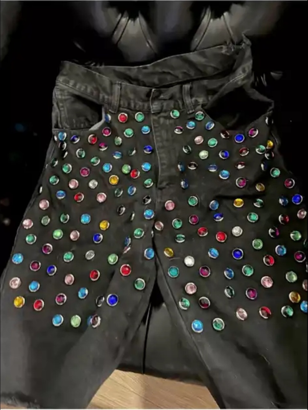 Vintage Bedazzled black Jean shorts
